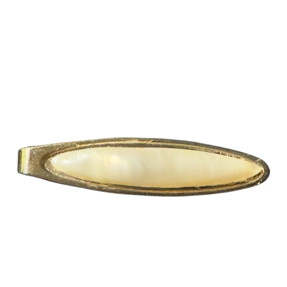 Gold and Cream Oval tie Clip